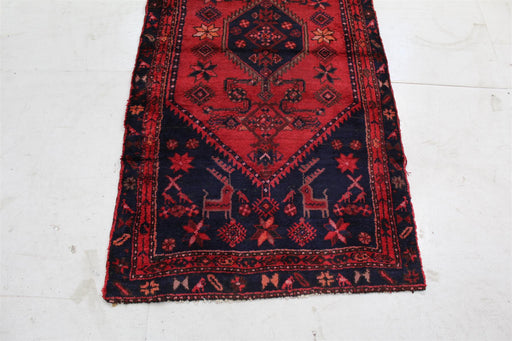 Traditional Antique Red Handmade Oriental Medium Wool Rug 94cm x 192cm bottom view homelooks.com