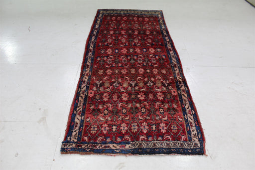 Traditional Antique Handmade Oriental Red Wool Rug 110cm x 253cm homelooks.com