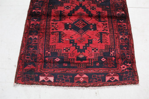 Traditional Red & Black Vintage Handmade Oriental Wool Rug 105cm x 148cm bottom view homelooks.com