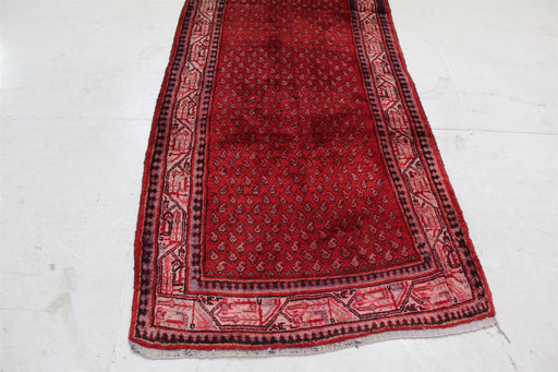 Traditional Red Vintage Botemir Design Handmade Oriental Wool Rug 108cm x 270cm bottom view homelooks.com