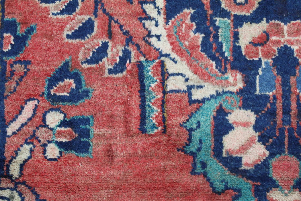 Unique Traditional Red Medallion Vintage Handmade Oriental Wool Rug 96 x 177 cm floral pattern homelooks.com