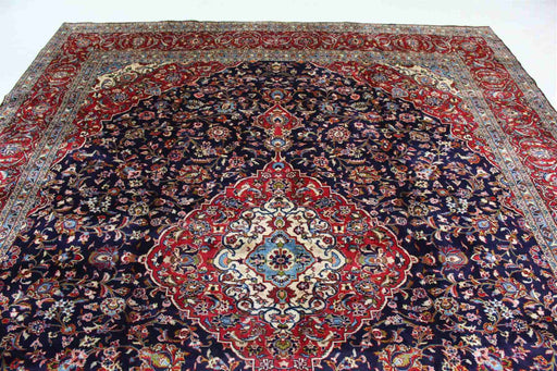 Luxurious Navy Blue Traditional Vintage Medallion Handmade Rug 295 X 390 cm top view www.homelooks.com 