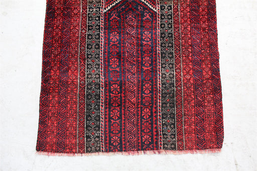 Traditional Vintage Geometric Handmade Oriental Small Wool Rug 82cm x 115cm bottom view homelooks.com