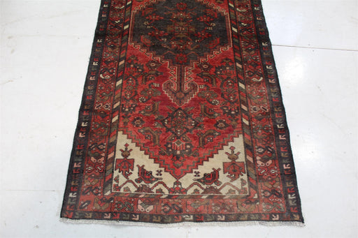 Traditional Antique Red Medallion Handmade Small Wool Rug 108cm x 187cm bottom view homelooks.com