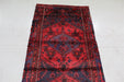 Traditional Vintage Red & Blue Multi Medallion Handmade Wool Rug 102cm x 242cm top view homelooks.com