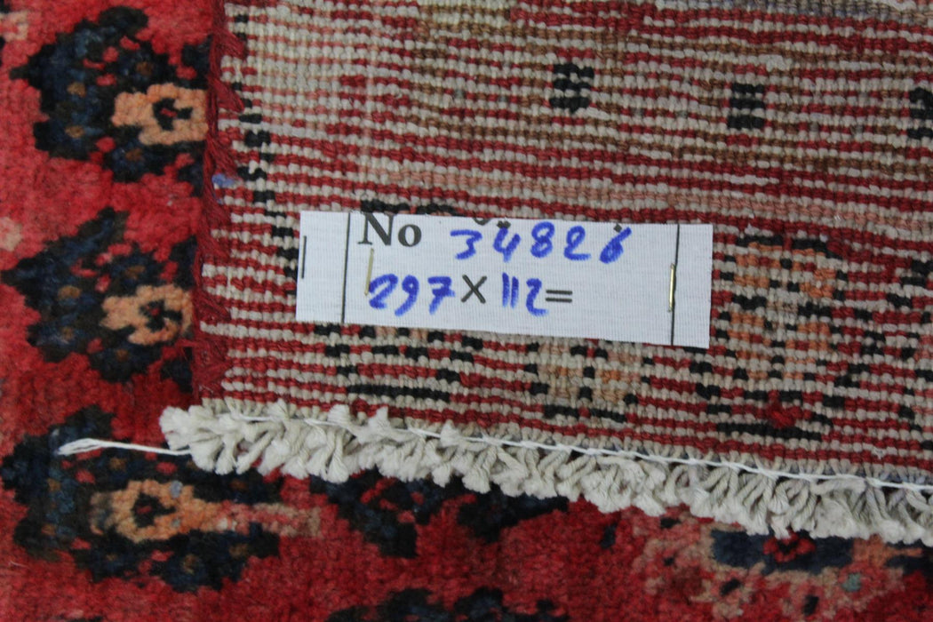 Traditional Vintage Red Botemir Design Handmade Wool Runner dimensions homelooks.com
