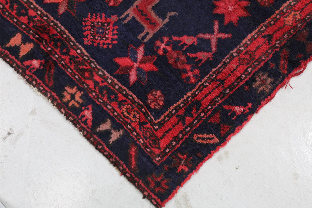 Traditional Antique Red Handmade Oriental Medium Wool Rug 94cm x 192cm corner view homelooks.com