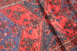 Traditional Vintage Red & Blue Multi Medallion Handmade Wool Rug 102cm x 242cm design details homelooks.com