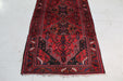 Traditional Antique Oriental Red Medallion Handmade Wool Rug 103cm x 220cm bottom view homelooks.com