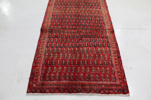 Traditional Vintage Red Botemir Design Handmade Wool Runner 112cm x 297cm bottom view homelooks.com