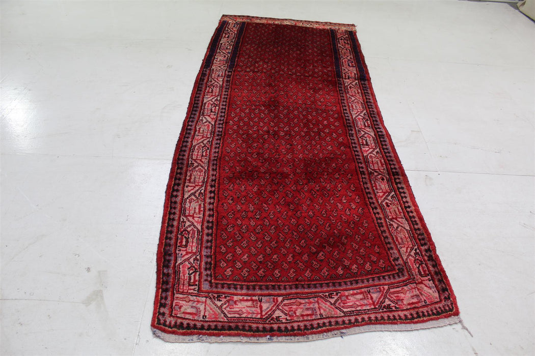 Traditional Red Vintage Botemir Design Handmade Oriental Wool Rug 108cm x 270cm homelooks.com