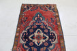 Unique Traditional Red Medallion Vintage Handmade Oriental Wool Rug 96 x 177 cm top view homelooks.com