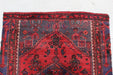 Traditional Vintage Red & Blue Multi Medallion Handmade Wool Rug 102cm x 242cm edge view homelooks.com
