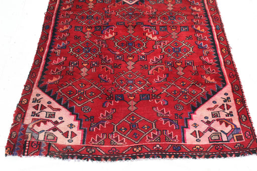 Traditional Vintage Red Multi Medallion Handmade Oriental Wool Rug 102 X 230 cm bottom view homelooks.com