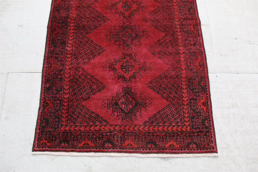 Traditional Vintage Red Multi Medallion Handmade Wool Rug 96cm x 180cm bottom view homelooks.com
