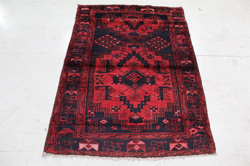 Traditional Red & Black Vintage Handmade Oriental Wool Rug 105cm x 148cm homelooks.com