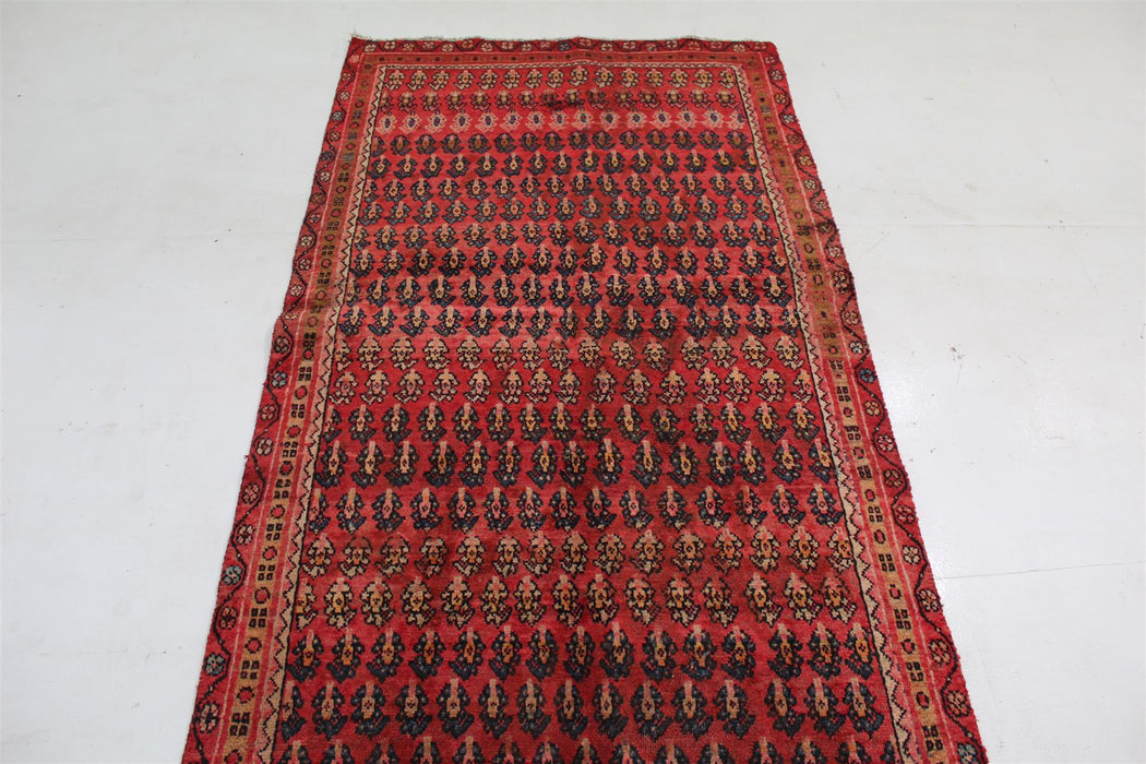Traditional Vintage Red Botemir Design Handmade Wool Runner 112cm x 297cm top view homelooks.com