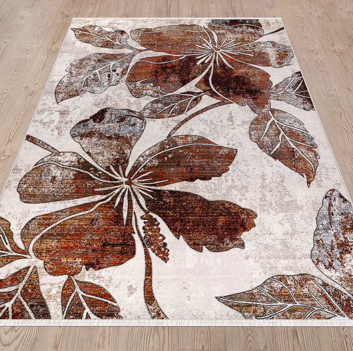 Sienna Floral Ivory Rose Rug wooden floor homelooks.com