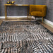 Elexus Ruby Abstract Design Rug - Black in corridor close-up www.homelooks.com