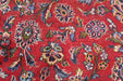 Classic Red Traditional Vintage Medallion Handmade Wool Rug floral design details close-up www.homelooks.com
