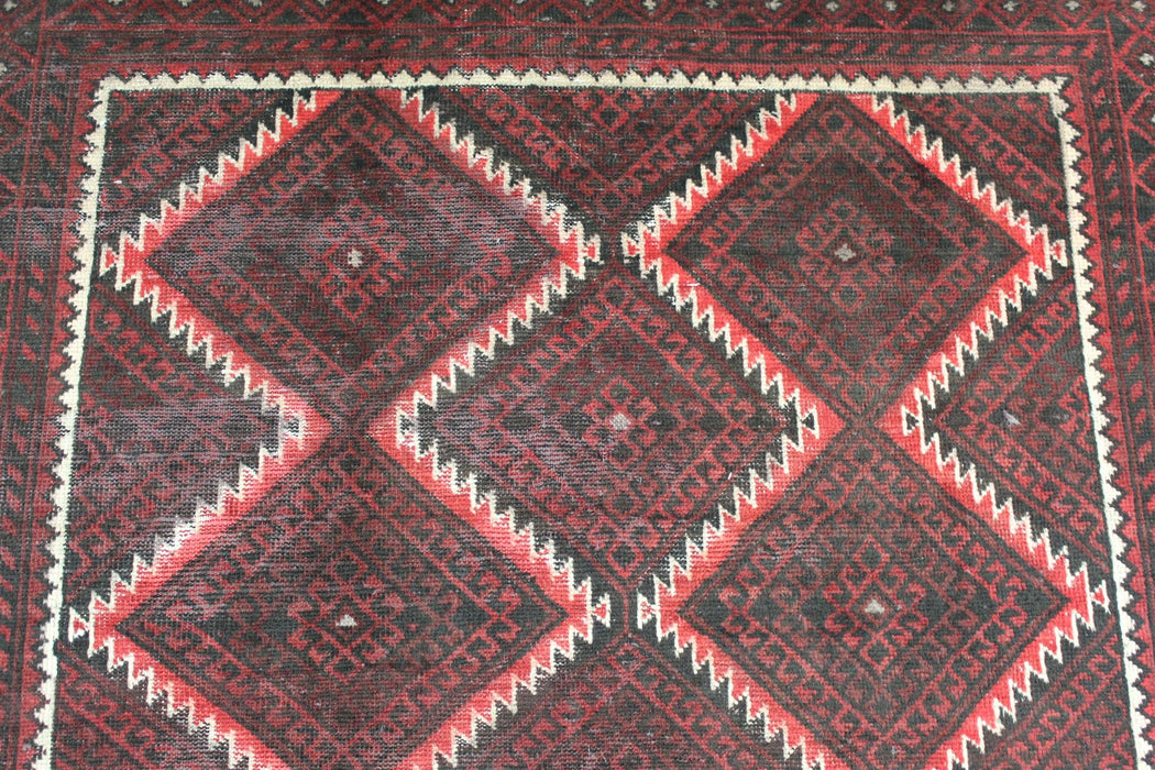 Traditional Antique Geometric Design Handmade Brown Oriental Wool Rug 120cm x 210cm