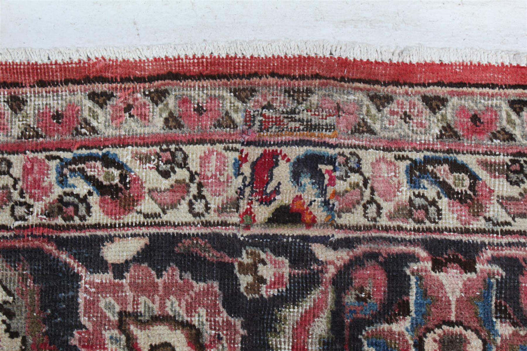 Large Traditional Vintage Handmade Oriental Red Wool Rug 307cm x 385cm edge view www.homelooks.com