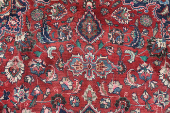 Large Traditional Red Antique Wool Handmade Oriental Rug 288 X 395 cm design details over-view www.homelooks.com