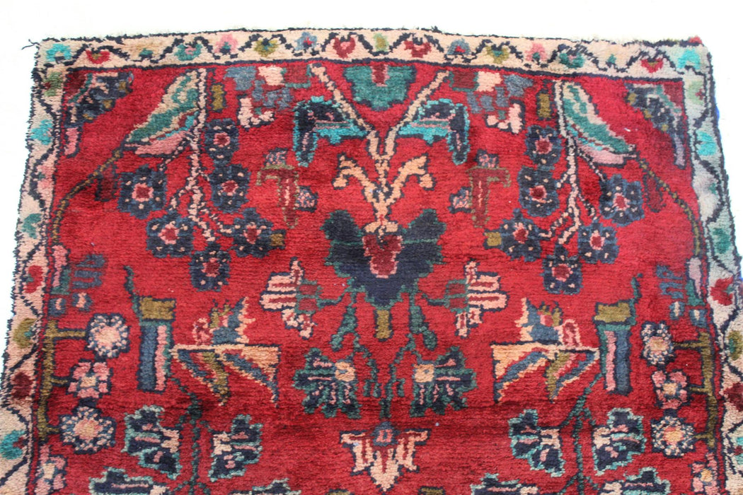 Traditional Vintage Geometric Handmade Oriental Red Wool Runner 87cm x 210cm