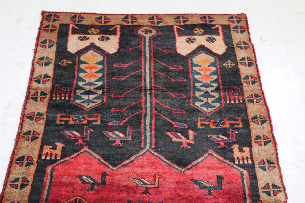 Delightful Vivid Red Geometric Traditional handmade Vintage rug 93 X 185 cm top view www.homelooks.com
