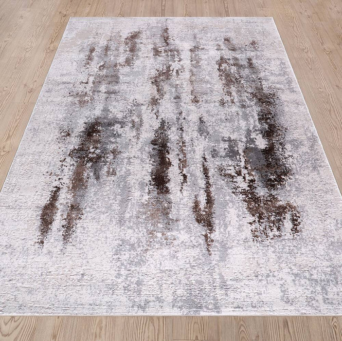 Lulu 6061 Modern Abstract Cream Brown Rug over-view www.homelooks.com 