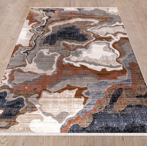 Selin 0452 Abstract Ivory Silver Area Rug over-view homelooks.com