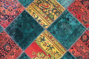Traditional Vintage Multi Patchwork Handmade Oriental Rug 110 X 170 cm homelooks.com 5