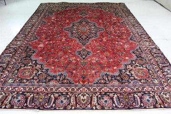 Classic Red Traditional Vintage Medallion Handmade Oriental Wool Rug 265 X 360 cm www.homelooks.com