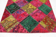 Beautiful Multi Coloured Patchwork Traditional Handmade Rug 170 X 230 cm bottom view homelooks.com