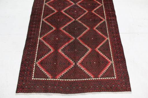 Traditional Antique Geometric Design Handmade Brown Oriental Wool Rug 120cm x 210cm bottom view homelooks.com