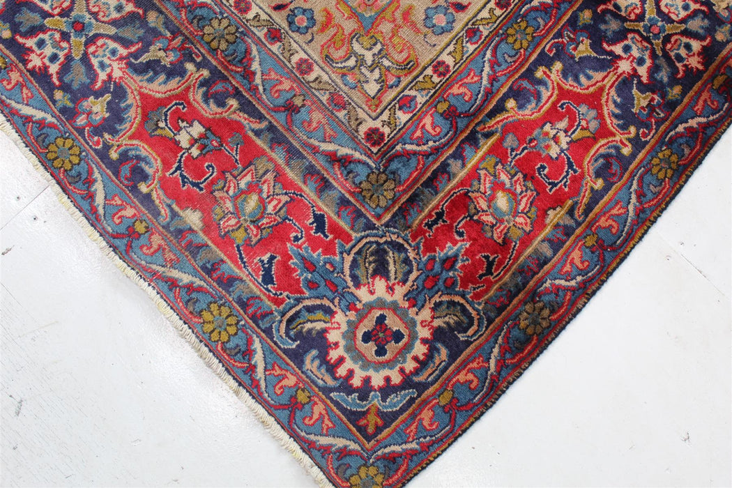 Traditional Antique Medallion Handmade Red & Blue Oriental Wool Rug 280cm x 370cm