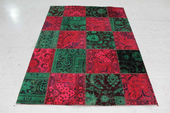 Traditional Antique Green & Red Wool Handmade Oriental Rug 145 X 200 cm homelooks.com