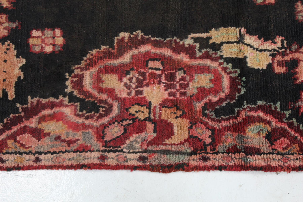 Traditional Antique Black & Red Medallion Handmade Wool Runner 90 x 255 cm