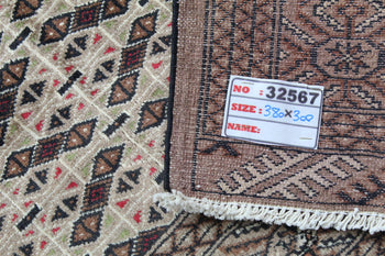 Unique Camel Geometric Traditional Vintage Handmade Rug 300 X 380 cm homelooks.com 9