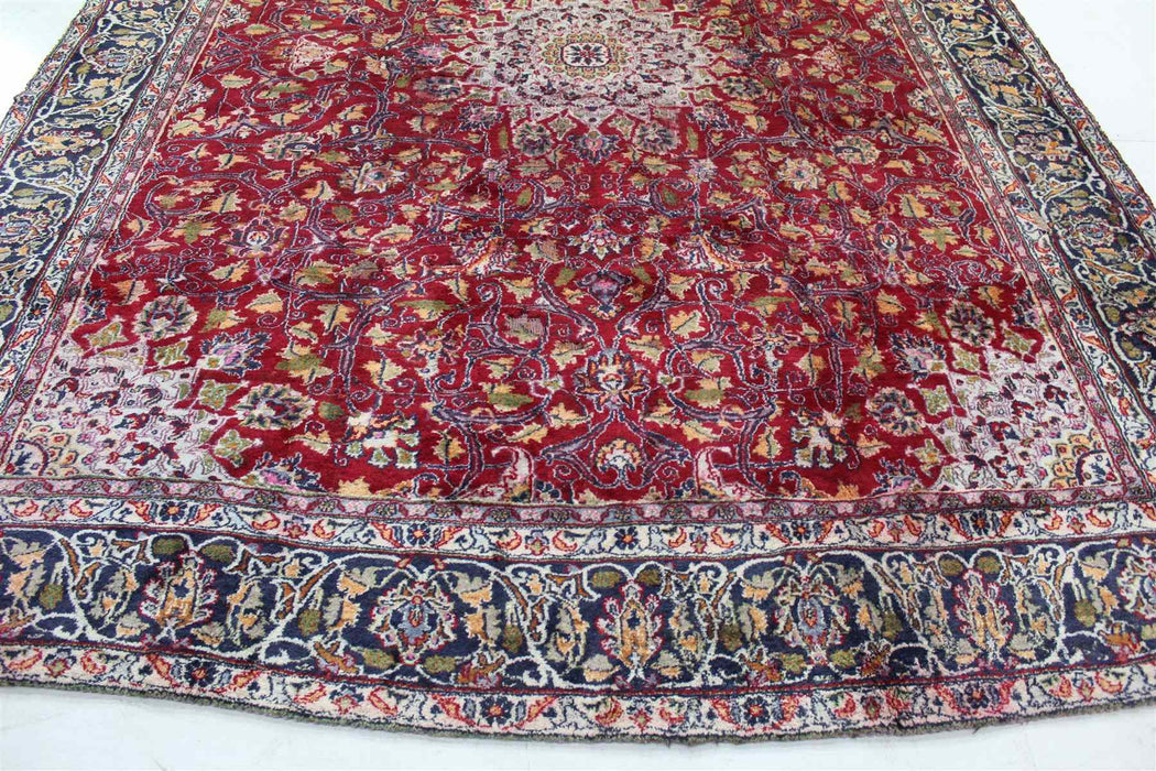 Large Traditional Antique Medallion Red Handmade Wool Rug 280cm x 374cm bottom view www.homelooks.com