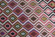 beautiful geometric traditional handmade rug purple diamond shapes homelooks.com