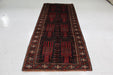 Lovely Traditional Antique Red & Black Handmade Wool Runner 118cm x 290cm www.homelooks.com