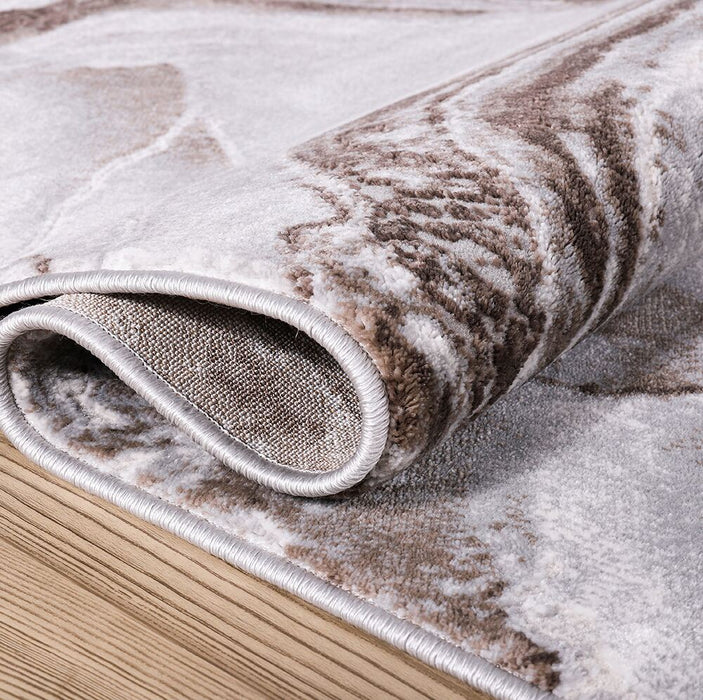 Lulu 1911 Contemporary Abstract Grey Brown Rug folded www.homelooks.com 