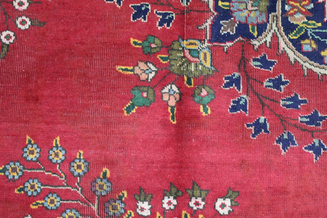 Traditional Large Vintage Medallion Handmade Red Wool Rug 307cm x 390cm floral motif homelooks.com