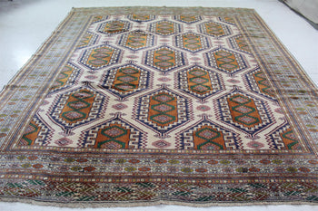 Traditional Antique Cream Geometric Handmade Oriental Wool Rug 300 X 343 cm homelooks.com 