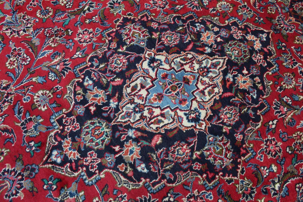 Large Traditional Vintage Red Handmade Oriental Wool Rug 290cm x 360cm medallion over-view www.homelooks.com