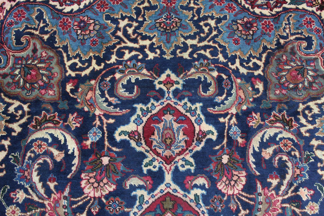 Traditional Vintage Oriental Handmade Navy Blue & Red Wool Rug 248cm x 340cm