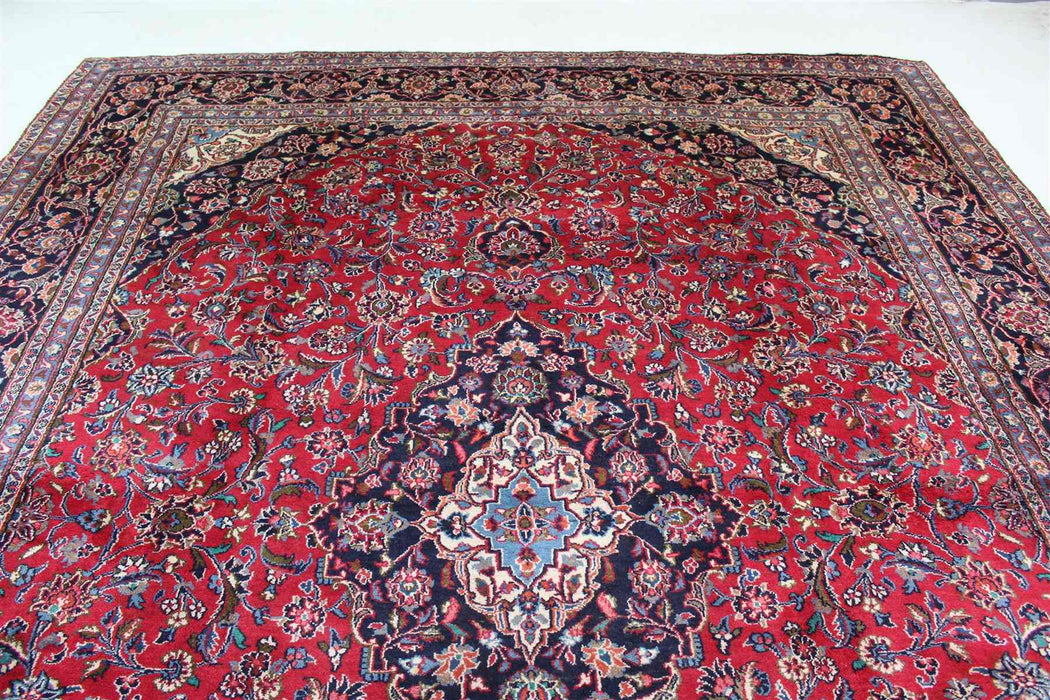 Large Traditional Vintage Red Handmade Oriental Wool Rug 290cm x 360cm top view www.homelooks.com