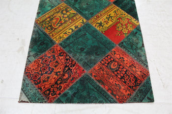 Traditional Vintage Multi Patchwork Handmade Oriental Rug 110 X 170 cm homelooks.com 2