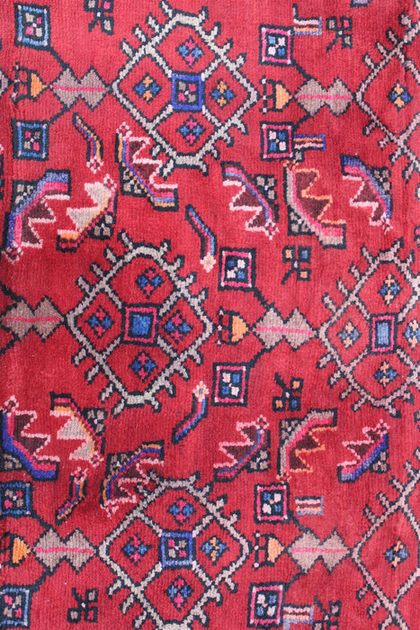 Traditional Vintage Red Multi Medallion Handmade Oriental Wool Rug 102 X 230 cm